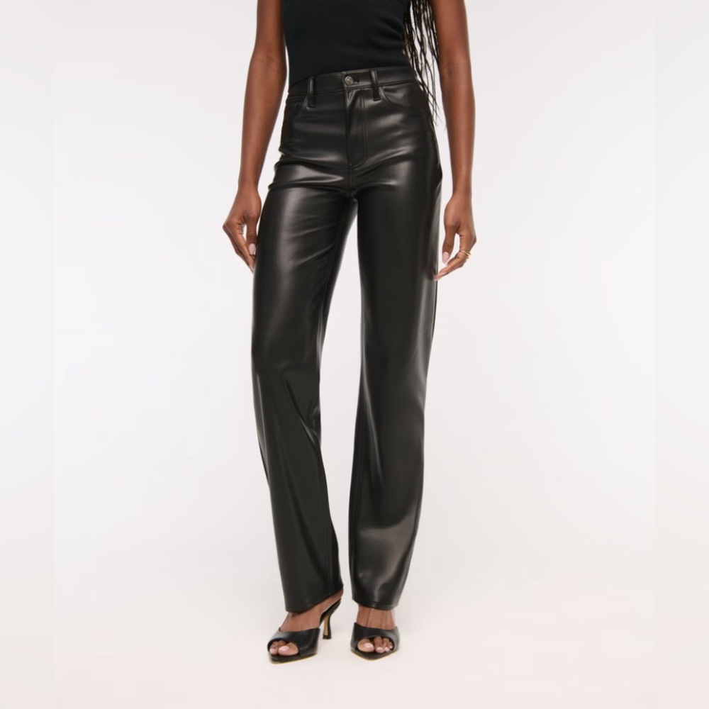 Abercrombie & Fitch Vegan Leather Pants in Black